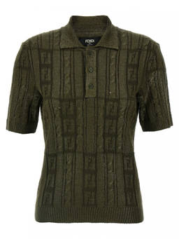 Fendi - Olive Wool Polo T-Shirt (M)