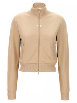 Courreges - Beige Solid Mock Collar Sweatshirt