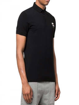 Karl Lagerfeld - Black Shirt Collar Polo T-Shirt (S)