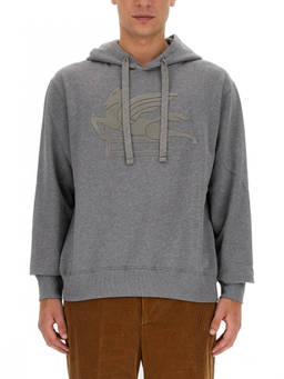 Etro - Grey Logo Relaxed Hoodie