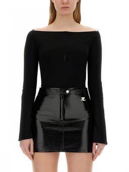 Courreges - Black Boat Neck Top
