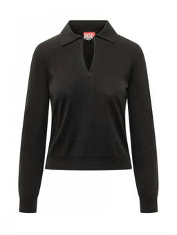 Diesel - Black Solid Shirt Collar Top
