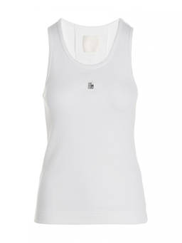 Givenchy - White Logo Scoop Neck Top (M)