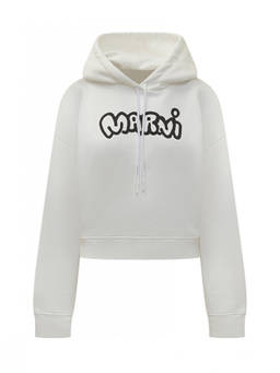 Marni - White Logo Hood Sweatshirt