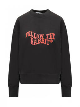 MSGM - Black Graphic Crew Neck Sweatshirt