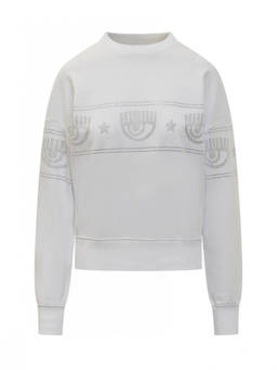 Chiara Ferragni - White Embellished Crew Neck Sweatshirt (S)