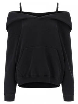 MM6 Maison Margiela - Black Off-Shoulder Hoodie