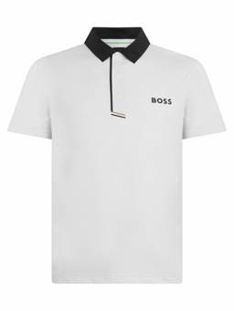 Boss - White Shirt Collar Logo Polo T-Shirt