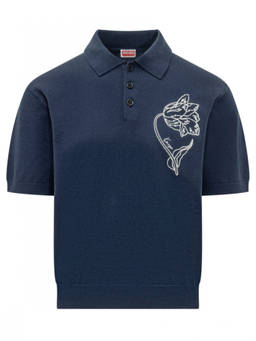 Kenzo - Blue Shirt Collar Logo Polo T-Shirt (XL)