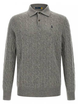 POLO RALPH LAUREN - RALPH LAUREN Grey Logo Embroidery Polo T-Shirt