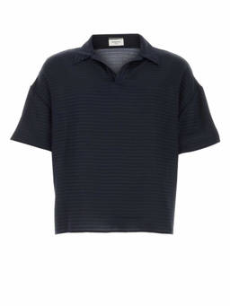 Saint Laurent - Navy Blue Striped Polo T-Shirt
