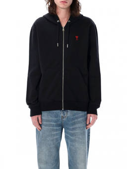 AMI Paris - Black Logo Zip-Up Hoodie