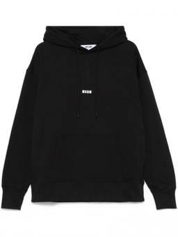 MSGM - Black Printed Logo Hoodie (S)