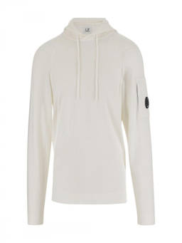 C.P. Company - White Long Sleeves Logo Hoodie (L)