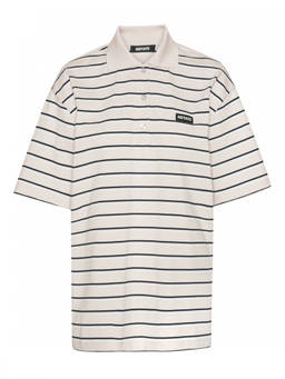 Rotate Birger Christensen - Off White Stripes Shirt Collar Polo T-Shirt