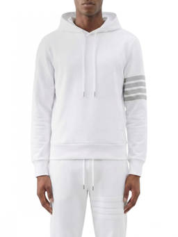 Thom Browne - White Stripes Hood Sweatshirt