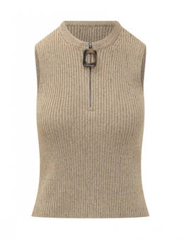 JW Anderson - Beige Knitted Round Neck Top