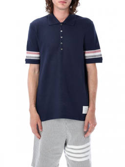 Thom Browne - Navy Blue Stripes Polo T-Shirt