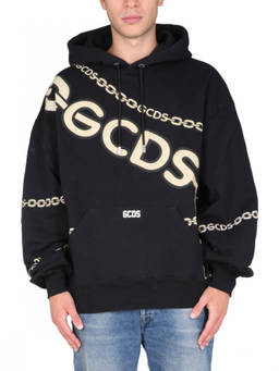 GCDS - Black Logo Oversized Hoodie (S)