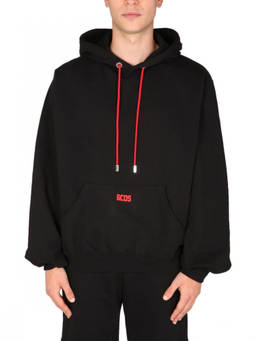 GCDS - Black Logo Relaxed Hoodie (S)