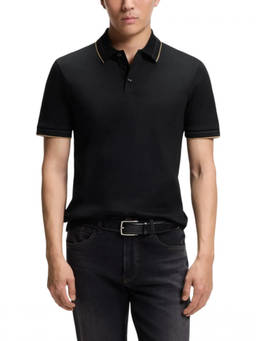 Boss - Black Slim Shirt Collar Polo T-Shirt