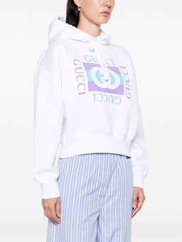 Gucci - White Logo Print Hoodie