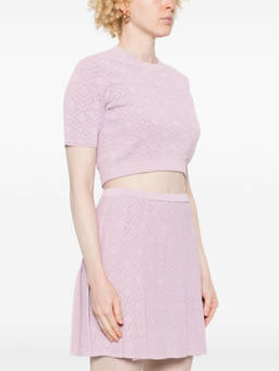 Givenchy - Light Pink Logo-Knit Crop Top