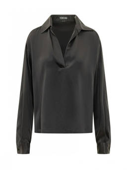 Tom Ford - Black Solid Shirt Collar Shirt