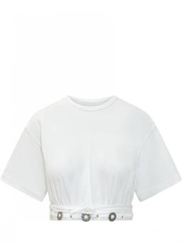 Pinko - White Solid Crew Neck Top