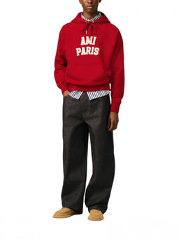 AMI Paris - Red Boxy Logo Hoodie