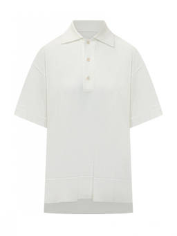 AMI Paris - White Solid Shirt Collar Polo T-Shirt