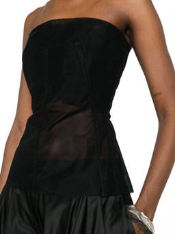 Rick Owens - Black Transparent Strapless Top