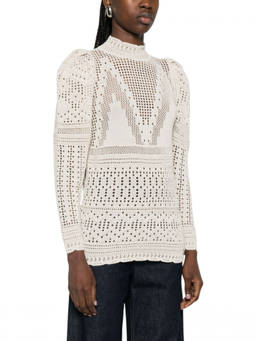 Isabel Marant - Beige Crochet Mock Collar Top