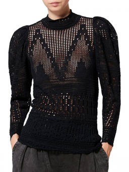 Isabel Marant - Black Crochet High Neck Top