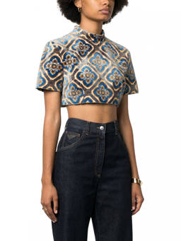 Etro - Multicolour Printed Mock Collar Top (XS)