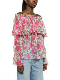 Chloe - Pink Floral Off Shoulder Top