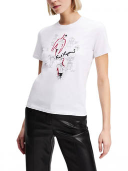 Karl Lagerfeld - White Graphic Crew Neck Top