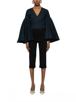 JACQUEMUS - Blue Solid V Neck Top