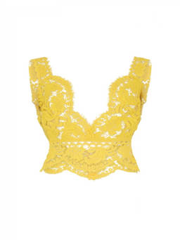 Dsquared2 - Light Yellow Lace V Neck Top