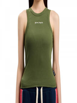 Palm Angels - Green Logo Round Neck Tank Top (XXS)