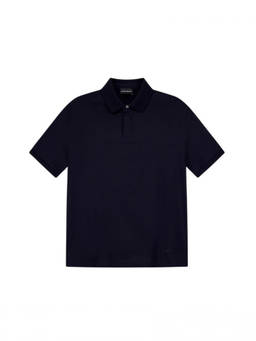 EMPORIO ARMANI - Navy Blue Shirt Collar Polo T-Shirt