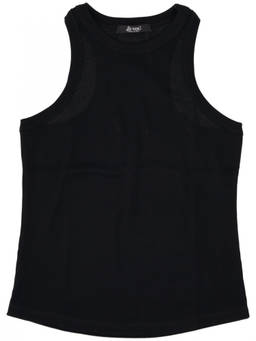 La Rose - Black Ribbed Cotton Tank Top