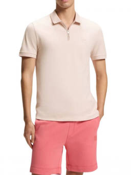 Boss - Beige Cotton Solid Polo T-Shirt