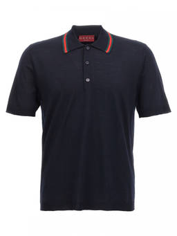 Gucci - Navy Blue Knitted Polo T-Shirt (L)