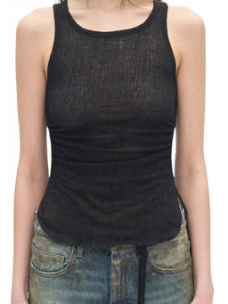Ann Demeulemeester - Black Solid Round Neck Top