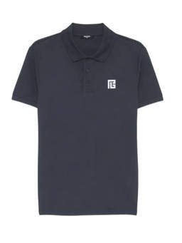 BALMAIN - Navy Blue Logo Polo T-Shirts (XL)