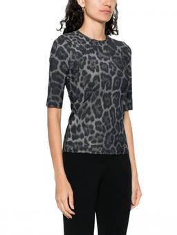 Stella McCartney - Grey Animal Print Round Neck Top