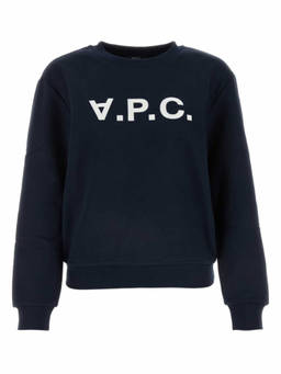 A.P.C. - Blue Front Flocked Logo Sweatshirt