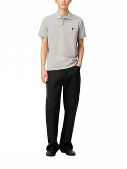 AMI Paris - Light Grey Cotton Polo T-Shirt (S)