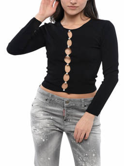 Dsquared2 - Black Embellished Cut Out Top